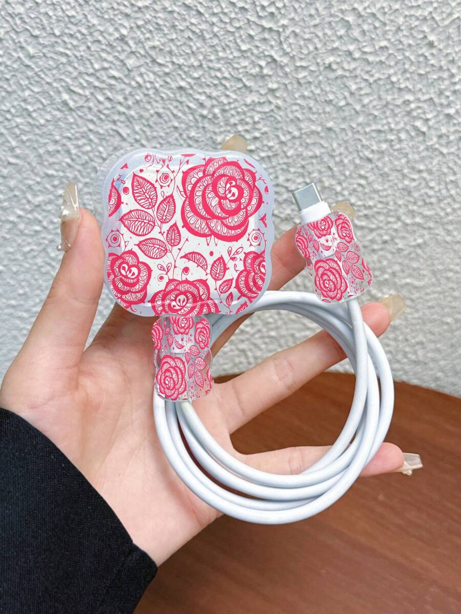 3pcs Set Wavy Pattern Charger Cable Protector UV Painted Line Drawing ...