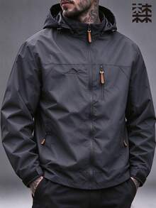 Mulinsen Men's Hooded Windbreaker Jacket, Outdoor Waterproof Hiking Coat, Multi-Zipper Pocket Design - Grey - View 1