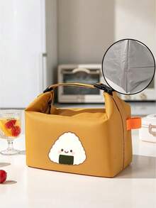 Bộ 2 túi đựng cơm trưa in hình viên cơm mặt cười dễ thương nhiều màu, túi giữ nhiệt đựng hộp bento cầm tay, túi đựng đồ dày dặn dung tích lớn di động cho học sinh, nhân viên văn phòng, mẹ bỉm, đi làm, dã ngoại và ăn ngoài trời - Túi đựng cơm hộp - Xem 14