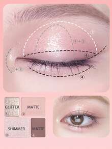 Eunarz 4-Color Matte Glitter Eyeshadow Palette, Soft Powder Texture, High Pigment, Easy To Blend, Long-Lasting Natural Daily Makeup, Makeup Gift Set - #026 GOLDENROSE - View 5