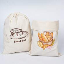 1 pieza Bolsa de pan con cordón con diseño de pan, 30 x 40 cm Nueva bolsa de almacenamiento de pan estilo francés, bolsa de pan reutilizable, bolsa de pan para picnic, múltiples opciones de diseño - Ver 3