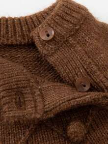 mini bala Girls Set Baby Not Easy To Pill Wool Blend Long Sleeve Top With Skirt Winter New - Yellow Coffee Tone - View 6