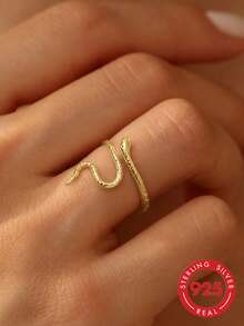 1pc S925 Sterling Silver Niche Design Personalized Dynamic Snake Wrap Open Ring For Women, Fashionable Low-Key Elegant Versatile Finger Ring For Daily Commute, Party, Holiday, Anniversary Gift - Snake - View 4