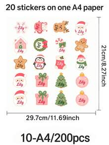 Christmas Gift Stickers, Personalized Name Labels, Christmas Name Stickers, Customized Gingerbread Man Sock Style Christmas Name Stickers, Customizable Holiday Gift Label Stickers, Self-Adhesive Customized Name Stickers, Suitable For Christmas Tree - Multicolor - View 7