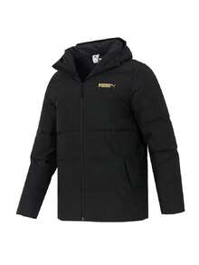 Puma Men's GOLD Down Jacket, Full Zip Hooded Puffy Warm Casual Sport Training Fitness Jacket 694698-01 - Black - View 3