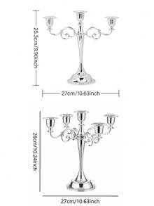 1Pc/1Set Metal Candelabra Set, Elegant Multi Arm Candle Holders, Christmas Table Centerpiece, Taper Candlestick Stand, Holiday Home Decor, Wedding Reception, Dining Table Decor, Winter Party Decorations, Festive Home Accessories, Christmas Gift. - Fashionable Style - View 9