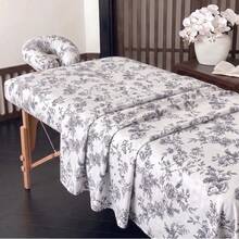 3 PiecesVintage Botanical Print Spa Bedding Set, Smooth Lightweight Beautician Massage Bed Cover - Multicolor - View 10