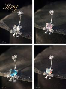 HPY905-Bowknot Colorful Rhinestone Bear Navel Piercing - Multicolor - View 2