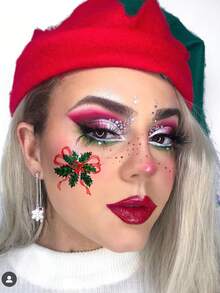 6pcs Christmas Glitter Tattoo Stickers - Multicolor - View 4