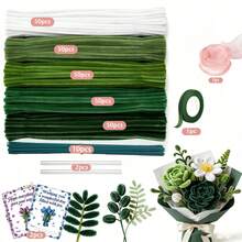 216/266/416Pcs Multi-Color Pipe Cleaners Craft, Pipe Cleaners Bulk With Video Tutorial, Flower Making Kit, Chenille Stems, Floral Wires & Tape, DIY Bouquets, Handmade Valentine's Gift And Party Decorations - SET - View 16