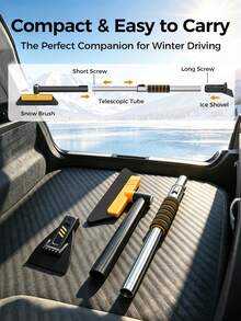 1pc 3-In-1 Telescopic Snow Brush And Ice Scraper, 360° Rotating Detachable Snow Brush With Adjustable Extendable Handle, Winter Car Snow Removal Tool For Car Windshield, Suitable For Cars, SUVs, Trucks And Sedans - A - View 12