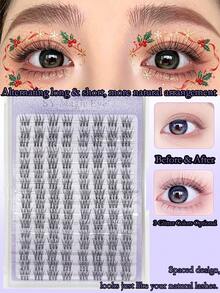 DIY Individual Lashes,16 Rows, Golden / Pink / Silver Glitter Mixed False Eyelashes, Individual Eyelashes, False Eyelashes, Natural Soft High Quality, Suitable For Professional Eyelash Salons, Halloween, Christmas, DIY Eye Makeup - View 2