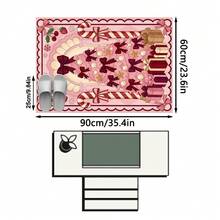 1PC Pink Bow Christmas Tree Pattern Decorative Carpet, Sweet Romantic Holiday Exquisite Faux Cashmere Rectangular Machine Washable Asymmetrical Rug, Suitable For Christmas/Entryway/Bathroom/Kitchen/Bedside/Winter Festive Atmosphere Home Decor - Multicolor - View 13