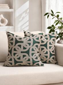1 Piece Luxury Decorative Throw Pillow Cover Set, Textured Geometric Square Design, Suitable For Sofa, Living Room, Bedroom, Farmhouse, Also As Gifts - Taupe-beige - View 12