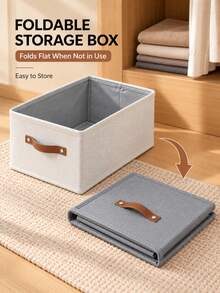 1pc Modern Oxford Cloth Storage Box, Upgraded Leather Handle, Rectangular, Multi-Functional, Home Clothing Storage, Suitable For Seasonal Wardrobe Organization, Underbed Winter/Spring Storage - Multi-color - View 9