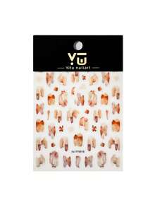 1 Sheet Autumn Winter Nail Stickers, Chinese Style Ink Wash Petal Nail Stickers, Orange Pink Blush Gradient Self-Adhesive Nail Decorations - Multicolor - View 5