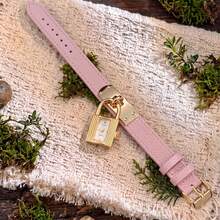 1pc Women's PU Leather Soft Fit Lock-Style Alloy Case Fashion Unique Taste Quartz Watch - Pink - View 6