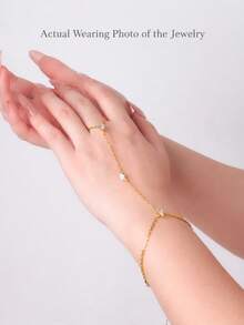 Stonefans Bohemian Rhombus Crystal Bracelet, Women's Minimalist Thin Chain Ring Bracelet, Jewelry Accessory, Gift - Gold - View 6