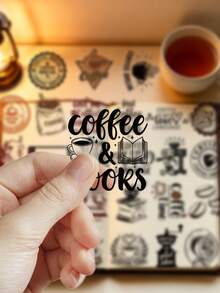 50pcs Line Coffee Stickers For Planner, Journal, Notebook, Tablet ...