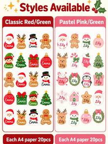 Christmas Gift Stickers, Personalized Name Labels, Christmas Name Stickers, Customized Gingerbread Man Sock Style Christmas Name Stickers, Customizable Holiday Gift Label Stickers, Self-Adhesive Customized Name Stickers, Suitable For Christmas Tree - Multicolor - View 8