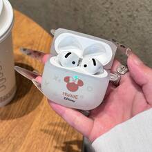 Miniso Disney Cartoon Mickey Minnie Minimalist Couple Bluetooth Earphone Protective Case Compatible With AirPods 1/2/3/4/5/AirPods Pro/Pro 2 Earphone Case - White - View 2