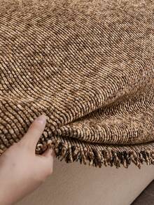1pc Chenille Tassel Bed Runner, Stain-Resistant, Scratch-Resistant Home Decor, Suitable For All Seasons, Machine Washable, Hand Washable, For Living Room, Bedroom - Coffee Brown - View 7