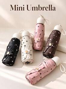 Polka Dot Mini Folding Umbrella, Portable Pocket-Sized Travel Umbrella With Capsule Storage Case, Lightweight And Foldable, Suitable For Daily Outdoor Use, Multiple Colors Available - Multicolor - View 10