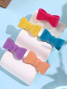 5pcs Sweet Exquisite Unique Vintage Personalized Fashion Design Lively Bow Velvet Rings, Women's Daily Holiday Party Vacation Outfit Gift Jewelry - Multicolor - View 3
