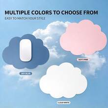Mini Cloud Shape Office PU Leather Mouse Pad Business Travel Laptop Circle Mousepad Small Stitched Edge Mat Computer Game Table Mats Waterproof Anti-Slip Gaming Esports User Portable Keyboard Desk Mat - View 1