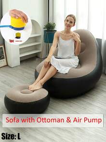 Inflatable Sofa And Footstool Slouchy Chair, Foldable Portable Slouchy Sofa With Footstool, Inflatable Sofa Chair Suitable For Living Room, Bedroom, Outdoor, Balcony And Camping, Best Gift For Family: Most Comfortable Sofa - New Model - View 28