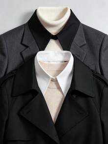 1pc Women's Detachable Fake Collar, Fashionable Large Pointed Collar Fake Shirt Collar, Versatile Detachable Collar, Suitable For Sweaters, Jackets, Daily Casual Wear - White - View 2
