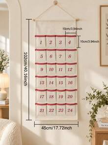 1pc Customized Text Christmas Countdown Wall Hanging Advent Calendar, 24 Pockets Storage Scroll With Embroidery Details, 2 Styles Available, Holiday Indoor Wall Decor, Thoughtful Gift For Friends And Housewarming Recipients - Multicolor - View 5