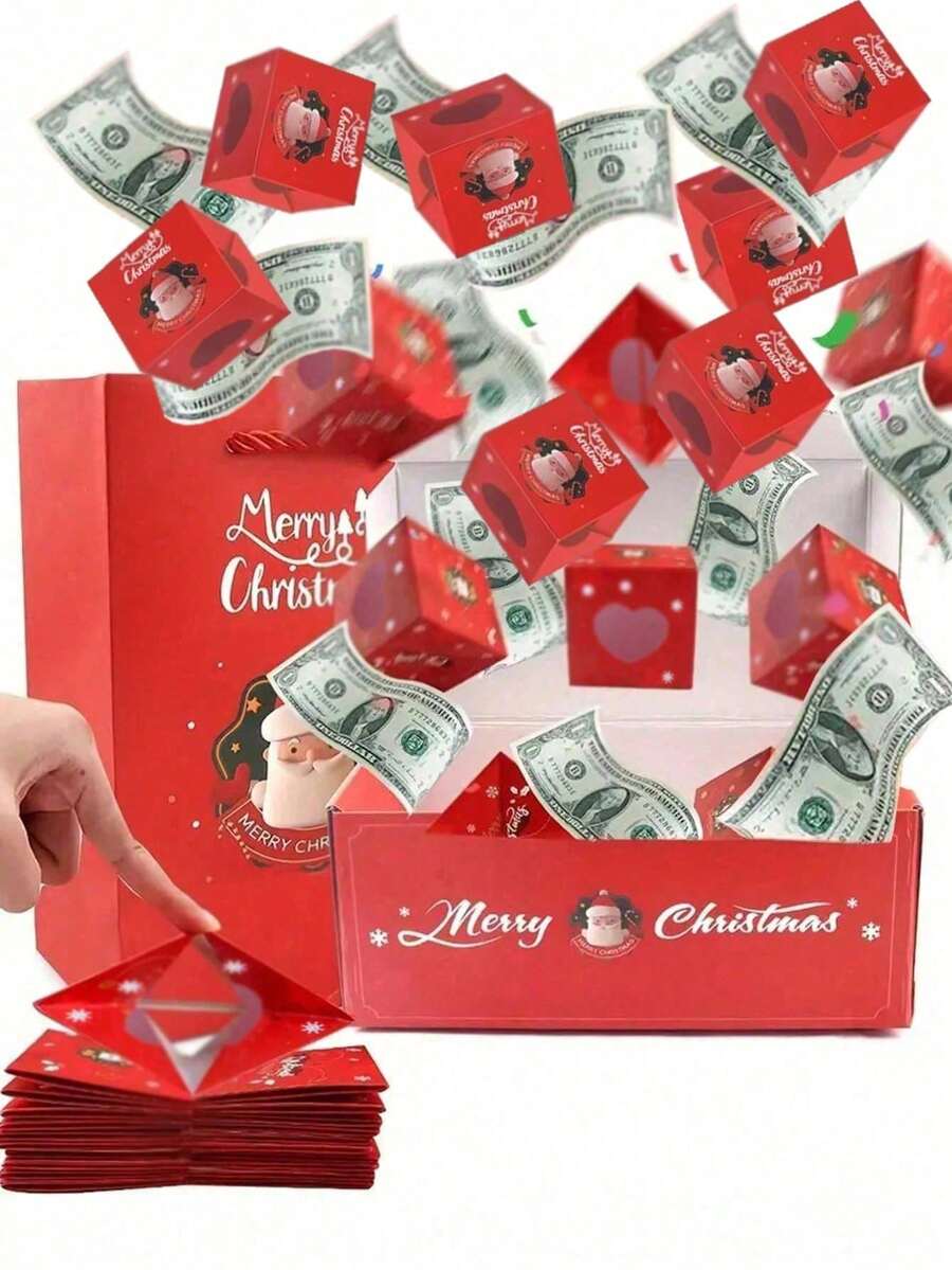 Christmas Pop-Up Gift Box Surprise Money Box, With Pop-Up Box Transformation, Christmas Party Essential, Ideal Gift For Birthday, Anniversary - Paper Art Pop-Up Box For Cash Gift, Christmas, With Gift Box And Gift Bag, Creative Gift - Multiple Styles - View 1