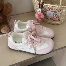 Pink Cute Bear Lace Trim German Training Shoes - Pink - View 3