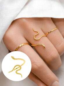 1pc S925 Sterling Silver Niche Design Personalized Dynamic Snake Wrap Open Ring For Women, Fashionable Low-Key Elegant Versatile Finger Ring For Daily Commute, Party, Holiday, Anniversary Gift - Snake - View 2
