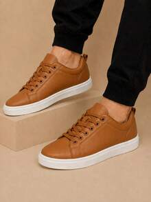 Tênis Masculino Sneaker Casual Social Confortável Sola Alta Leve Macio Estiloso Dia a Dia 2027 - Caramelo - Visão 9