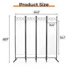 4-Fold Foldable Screen Plastic Feet 160g Polyester Fabric Carbon Steel Frame 6FT Off-White - Multicolor - View 5