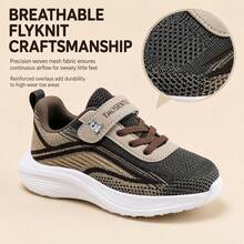 TAOSENTU Children's Sports Shoes Retro Brown Colorblock, Mesh Upper Breathable And Fresh, Anti-Sweat, Hook And Loop Closure Design, Easy To Put On And Take Off For Kids, Lightweight Soft Sole Anti-Slip And Wear-Resistant, Shock-Absorbing Comfort, Suitable For Middle And Older Children's Daily School, Running And Sports, Low-Key And Versatile Colorway, Durable For Everyday Wear - Brown - View 6