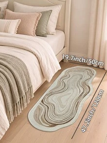 DAJIANG 1pc Cream Asymmetrical Wavy Edge Wool Rug Runner, Suitable For Bathroom, Kitchen, Outdoor, Indoor, Hallway, Bedroom, Living Room, Bedside, Machine Washable, Easy To Clean, Non-Slip Bottom, Suitable For Bedroom Decor, Bathroom Decor, Room Decor, Outdoor Decor - Multicolor - View 18