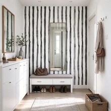 1 Roll Self-Adhesive Ink Strip Wallpaper, Vinyl Stain-Resistant & Easy-To-Clean Removable Sticker, Decorative Panel For Renovating Walls In Entryways, Staircases, Kitchens, TV Cabinets, 17.7inX39.3/118.1/196.8in - A - View 4