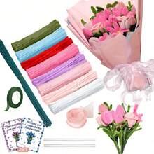 216/266/416Pcs Multi-Color Pipe Cleaners Craft, Pipe Cleaners Bulk With Video Tutorial, Flower Making Kit, Chenille Stems, Floral Wires & Tape, DIY Bouquets, Handmade Valentine's Gift And Party Decorations - SET - View 2