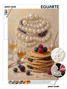 DIY Pearl Painting Kit, Berry Pancake Dessert Pattern, Frameless Wall Art Home Decor - A - View 1