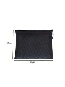 5 Pcs Black Mesh Cosmetic Bag Set, Zipper Makeup Pouch, Portable Semi-Transparent Mesh Storage Organizer Bag For Travel, Cosmetics, Cables And Small Accessories - Black - View 6
