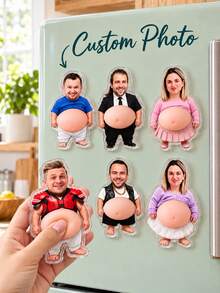 1pc Customized Funny Cute Belly Fridge Magnet, Personalized Asymmetrical Acrylic Photo Magnet, Creative Design, Kitchen Decor, Pregnancy Announcement Gift, Humorous Couple Gift, Multiple Belly Styles Family Keepsake, Magnetic Photo Strips - Multicolor - View 8