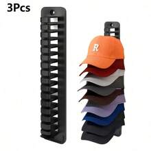 1/2/3pcs Wall Mounted Hat Storage Rack, Holds 16 Hats, No-Drill Adhesive Installation, Space-Saving Design, Durable Plastic Portable Hat Rack, Brim Protection Design, Suitable For Closet, Office, Dorm Storage, Wall Mounted Hat Hook Organizer - Multicolor - View 11