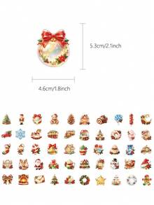 50pcs Christmas Dessert Stickers For Planner, Diary, Notebook, Tablet, Scrapbook, Planner, Greeting Card, Envelope, Water Bottle, Phone Decoration, Party Gift - Multicolor - View 8