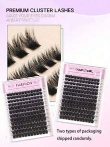 1 Box, 12 Rows, 144 Clusters New Hot-Melt Natural Slender False Eyelashes, Party Dense Masquerade - D - View 3