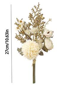 1/2pcs Artificial Chrysanthemum Bouquet - Faux Dried Flower Ball Design - Perfect For Office, Vase, Home, Tabletop Decor, Engagement And Wedding Decoration - White - View 3
