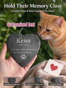 Custom Pet Memorial Slate Stone, Personalized Engraved Heart Marker For Dog Cat, Garden Remembrance Giften - Multicolor - View 2