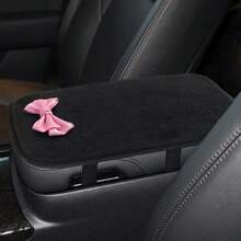 1pc Fashionable Personalized Leather Bow Car Armrest Pad, All-Season Universal Center Console Armrest Cover, Women's Car Interior Accessory - A - View 7